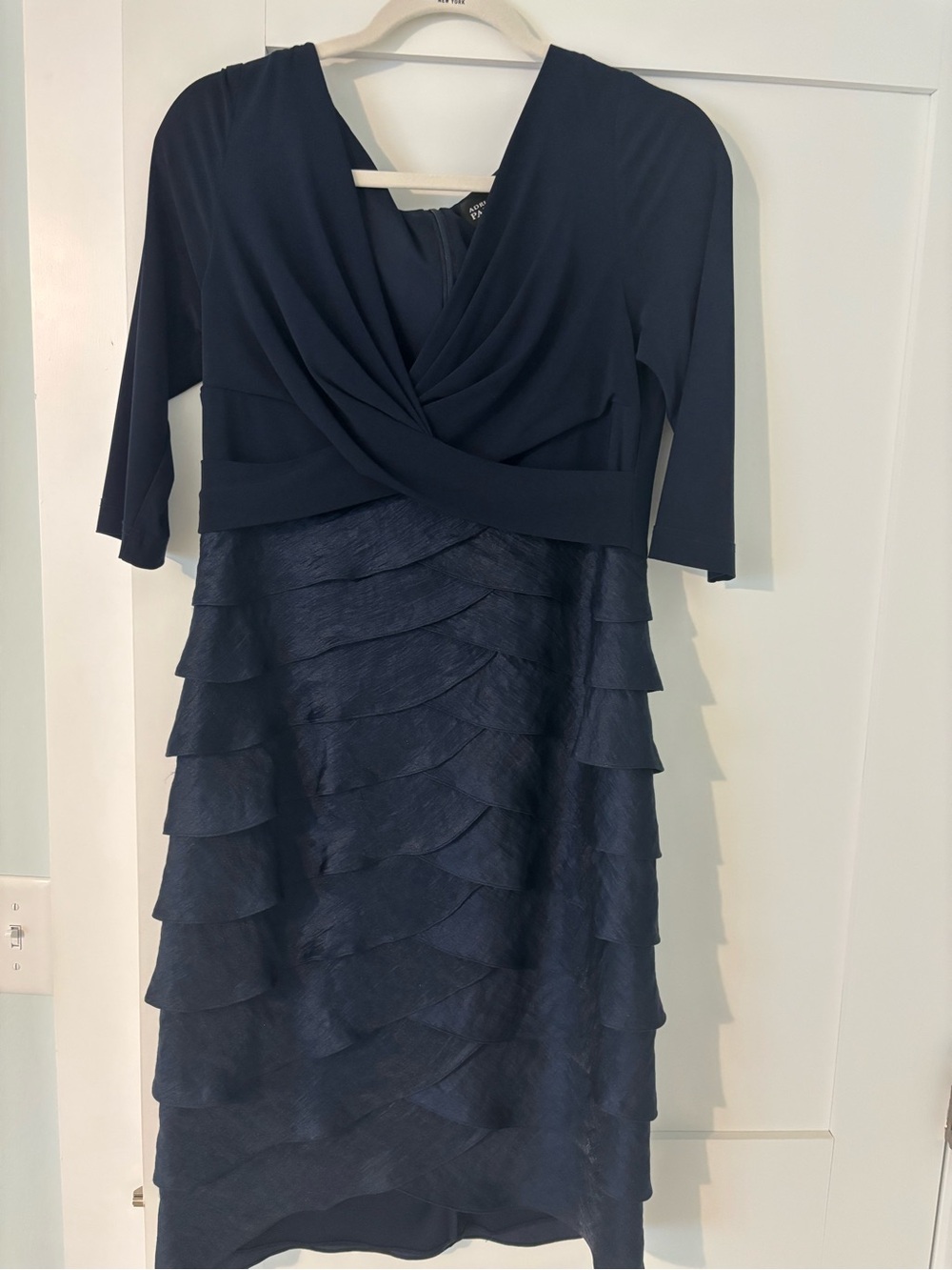 Women's Navy Layered Sheath Dress - Adrianna papell